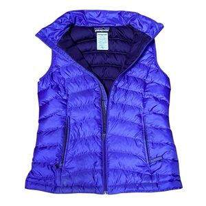 Patagonia Girls Purple Down Sweater Puffer Vest Full Zip Girls Size M